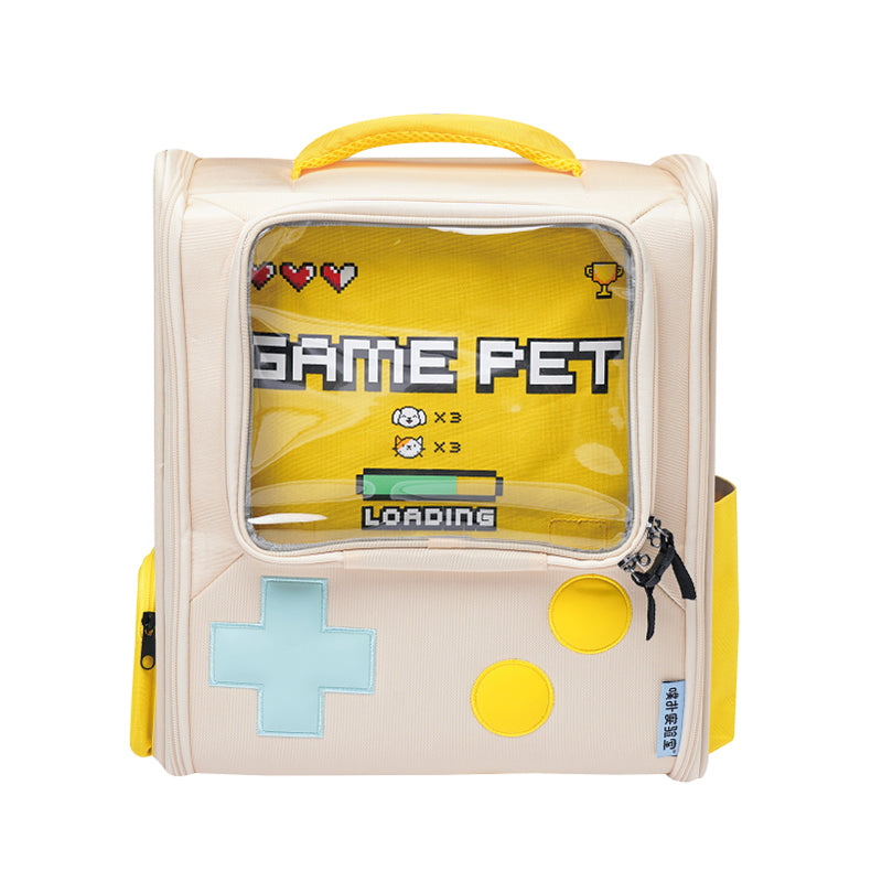 PawsCube-🕹️"Retro Game Console Pet Carrier - Foldable Backpack with Ventilation & Escape-Proof Zippers, TSA-Compliant for Cats/Small Dogs"